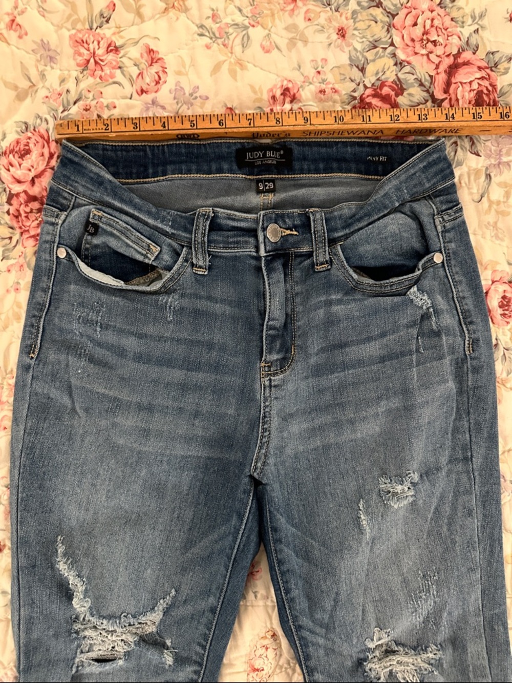 Judy Blue Medium Wash Distressed Skinny Jeans - Picture 3 of 9